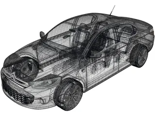 Citroen C-Elysee (2013) 3D Model preview