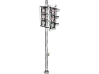 Short Traffic Light 3D Model preview