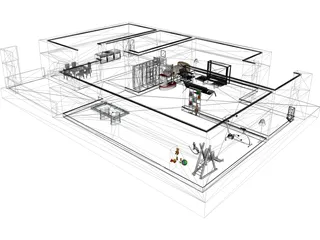 Room with Funitures 3D Model preview