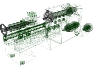 Large Horizontal Machine-Shop Lathe 3D Model preview