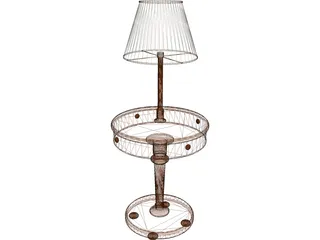 Rounded Table with Lamp 3D Model preview