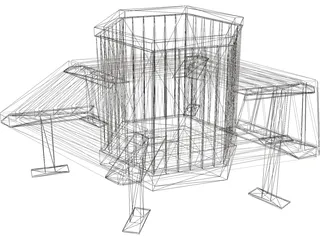 Hexagonal Bench 3D Model preview