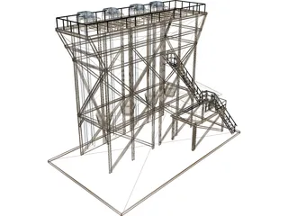 Grain Hopper 4x 3D Model preview