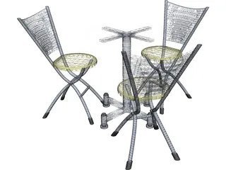 Table and Chairs 3D Model preview