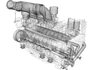 MTU 16V 595 TE70L Engine 3D Model preview
