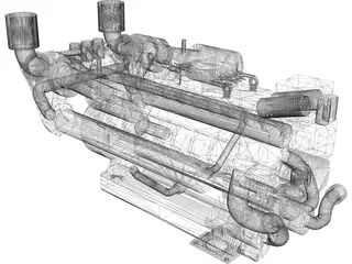 MTU 16V 2000 Engine 3D Model preview