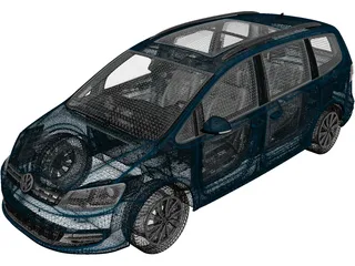 Volkswagen Sharan (2016) 3D Model preview