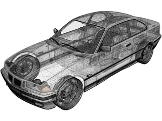 BMW 318i Coupe (1993) 3D Model preview