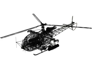 Aerospatiale SA 313B Alouette II 3D Model preview