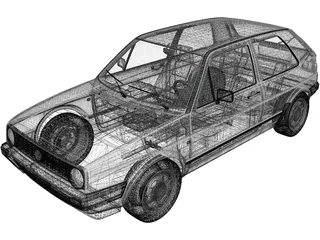 Volkswagen Golf GL (1983) 3D Model preview
