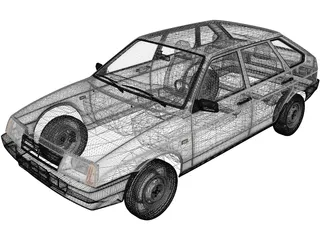 VAZ-2109 Lada (1987) 3D Model preview