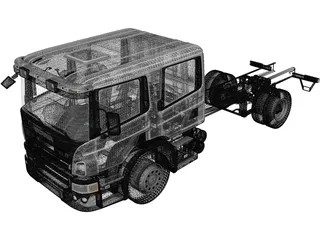 Scania CrewCab CP28 Chassis Truck (2011) 3D Model preview