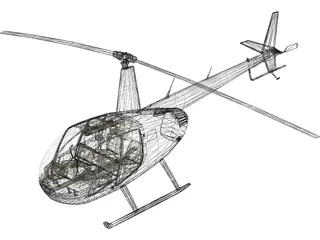 Robinson R44 with Interior 3D Model preview