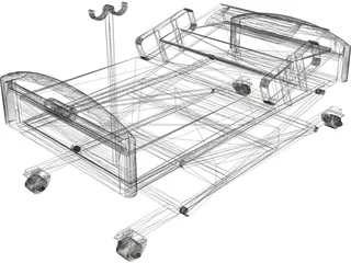 Hospital Bed 3D Model preview