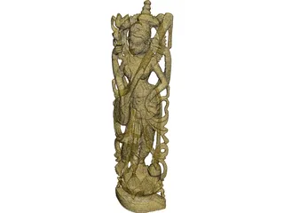 Hindu Lakshmi Statue 3D Model preview