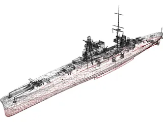 Heavy Cruiser Warship 3D Model preview