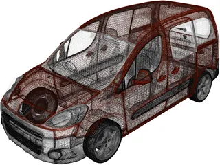 Peugeot Partner Tepee (2011) 3D Model preview