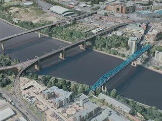 Newcastle upon Tyne City, UK (2021) 3D Model preview