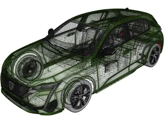 Peugeot 308 (2022) 3D Model preview
