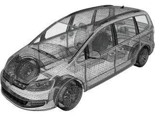Volkswagen Sharan (2011) 3D Model preview