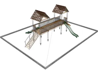 Games Area with Two Slide 3D Model preview