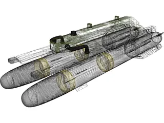 Hellfire Missile with Launcher 3D Model preview