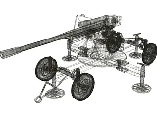 ZIS-52-K Cannon 3D Model preview