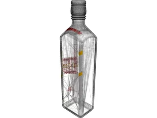 Red Label Bottle 3D Model preview
