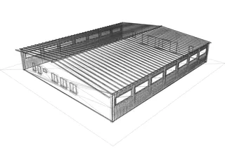 Large Industrial House 3D Model preview