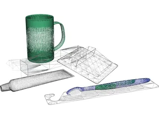 Assorted Desk Items 3D Model preview
