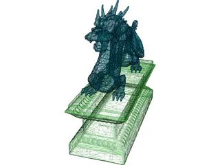 Chinese Dragon Statue 3D Model preview