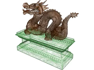 Chinese Dragon Statue 3D Model preview