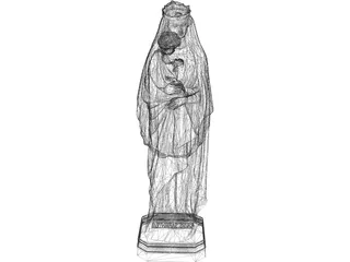 Virgin Mary Statue with Baby Jesus 3D Model preview