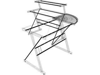 Black Metal Desk 3D Model preview
