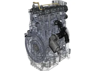 Diesel Engine 3 Cylinder 3D Model preview