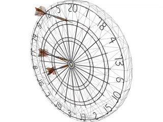 Dart Board with Darts 3D Model preview