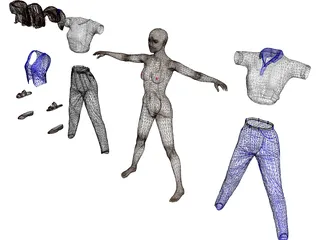 Woman [+Clothes] 3D Model preview