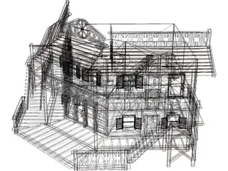 Hotel Old West 3D Model preview