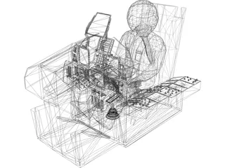 F-15 Cockpit with Pilot and Seat 3D Model preview