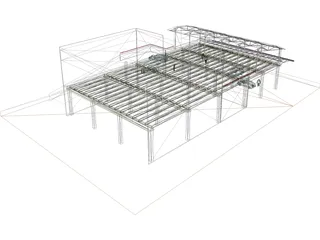 Industrial Building with Shop 3D Model preview