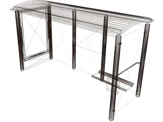 Bus Shelter 3D Model preview