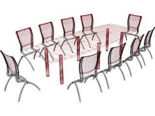 Knoll Conference Table and Chairs 3D Model preview