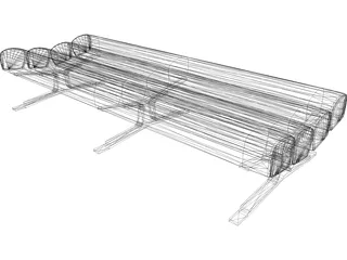 Bench Daybed 4 Roll 3D Model preview