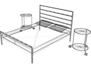 IKEA Heimdal Bed and Sidetable 3D Model preview