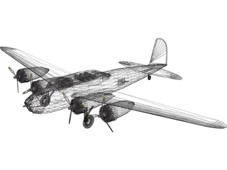 Boeing B-17-A Flying Fortress 3D Model preview