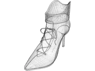 High Heel Shoe with Lace 3D Model preview