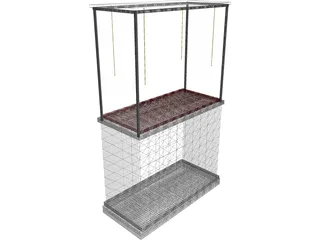 Glass Vitrine with Wooden Base 3D Model preview