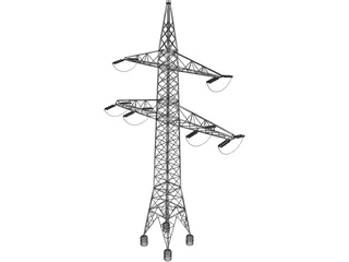 High Voltage Electric Power Transmission Pylon 3D Model preview