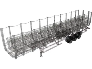 Logging Truck Trailer 3D Model preview