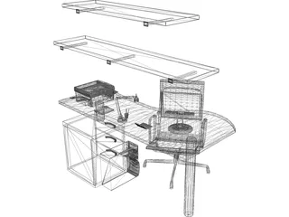 Office Work Space 3D Model preview